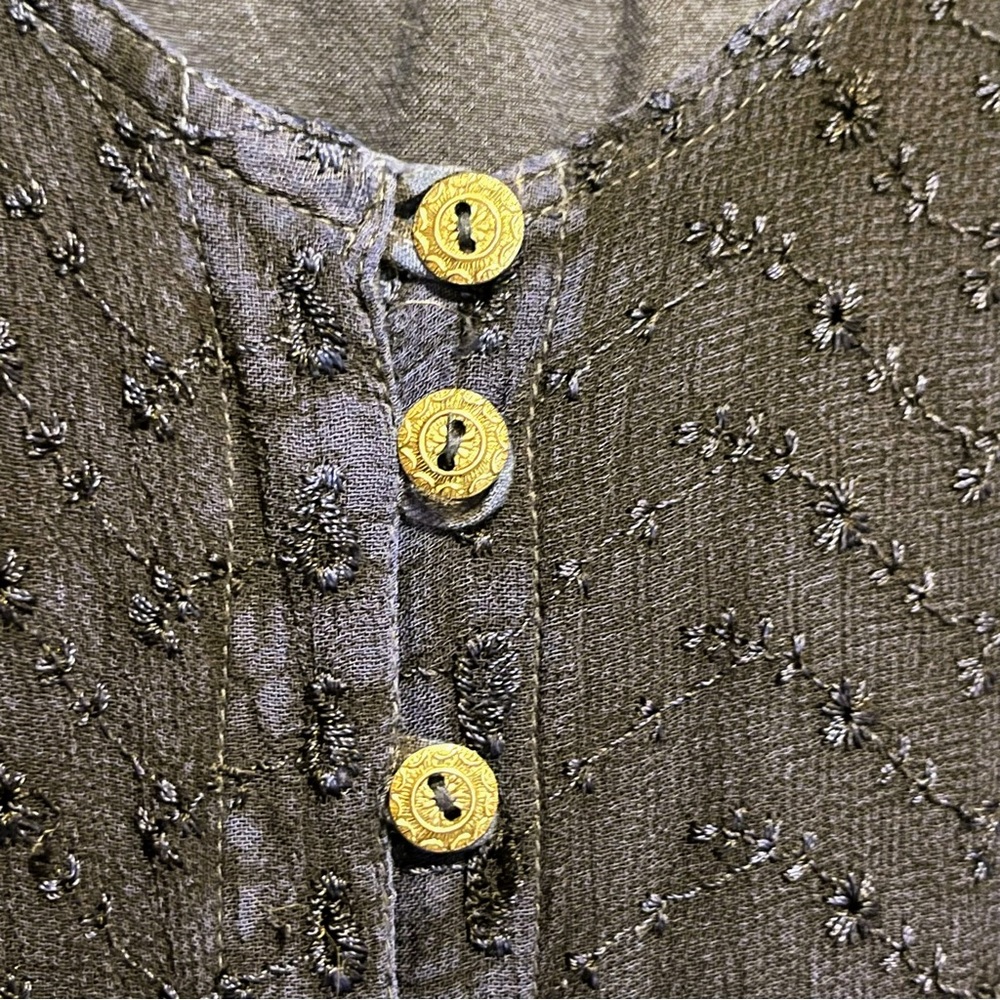 Christopher & Banks Navy Button-Front Embroidered Tunic - Picture 6 of 8